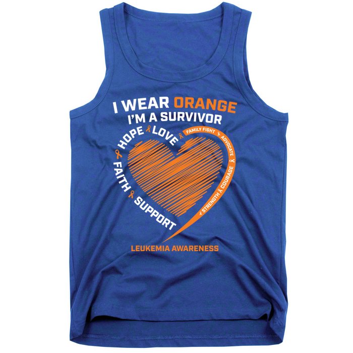 Orange Leukemia Survivor Gift Cancer Survivor Funny Gift Tank Top