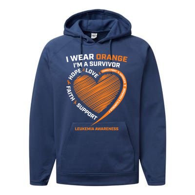 Orange Leukemia Survivor Gift Cancer Survivor Funny Gift Performance Fleece Hoodie