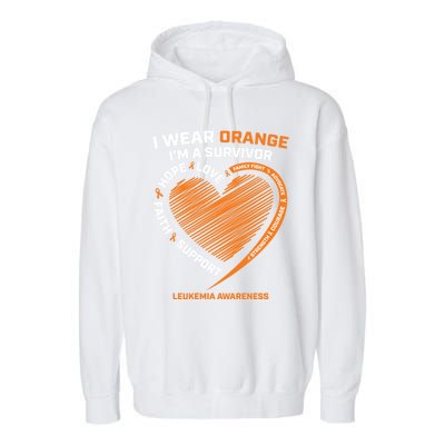 Orange Leukemia Survivor Gift Cancer Survivor Funny Gift Garment-Dyed Fleece Hoodie