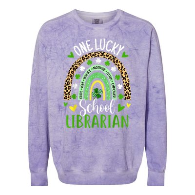 One Lucky School Librarian Rainbow St Patricks Day Colorblast Crewneck Sweatshirt