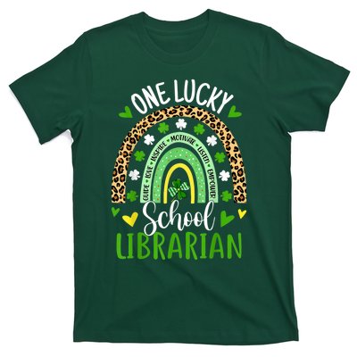 One Lucky School Librarian Rainbow St Patricks Day T-Shirt