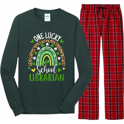 One Lucky School Librarian Rainbow St Patricks Day Long Sleeve Pajama Set