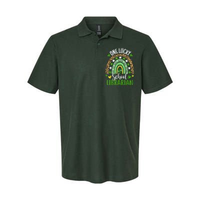 One Lucky School Librarian Rainbow St Patricks Day Softstyle Adult Sport Polo