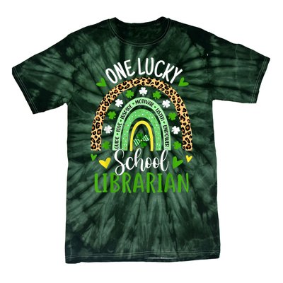 One Lucky School Librarian Rainbow St Patricks Day Tie-Dye T-Shirt