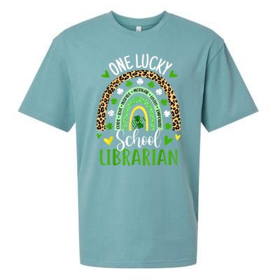 One Lucky School Librarian Rainbow St Patricks Day Sueded Cloud Jersey T-Shirt