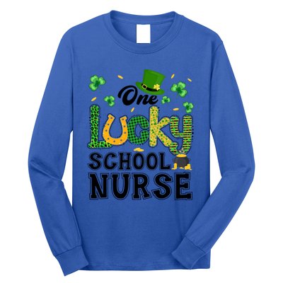 One Lucky School Nurse St Patricks Day Gift Long Sleeve Shirt