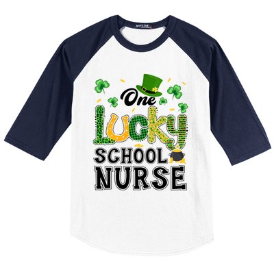 One Lucky School Nurse St Patricks Day Gift Baseball Sleeve Shirt