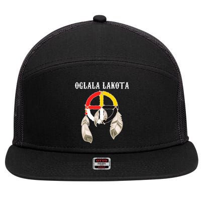 Oglala Lakota Sioux South Dakota Medicine Wheel Lakota Chief 7 Panel Mesh Trucker Snapback Hat