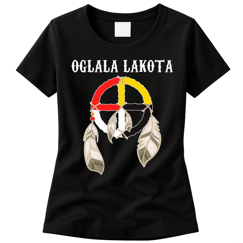 Oglala Lakota Sioux South Dakota Medicine Wheel Lakota Chief Womens T-Shirt