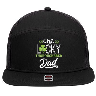 One Lucky Thoroughbred Horse Dad Irish Horseback Riding Cute Gift 7 Panel Mesh Trucker Snapback Hat