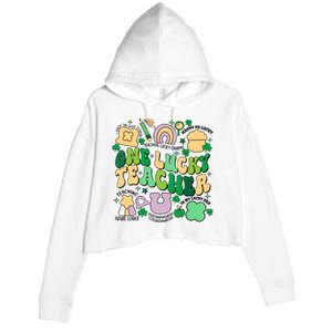 One Lucky Teacher St Patricks Day Irish Teacher Lucky Era Crop Fleece Hoodie