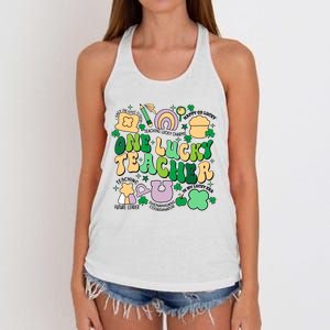 One Lucky Teacher St Patricks Day Irish Teacher Lucky Era Women's Knotted Racerback Tank