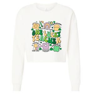 One Lucky Teacher St Patricks Day Irish Teacher Lucky Era Cropped Pullover Crew