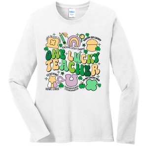 One Lucky Teacher St Patricks Day Irish Teacher Lucky Era Ladies Long Sleeve Shirt