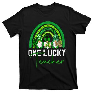 One Lucky Teacher Irish Gnome Leopard Patricks Day T-Shirt