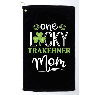 One Lucky Trakehner Horse Mom Irish Horseback Riding Meaningful Gift Platinum Collection Golf Towel