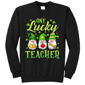 One Lucky Teacher Irish Gnome Leopard Patricks Day Sweatshirt