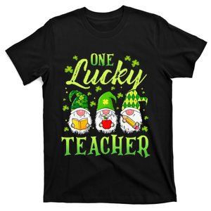 One Lucky Teacher Irish Gnome Leopard Patricks Day T-Shirt