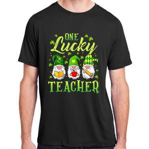 One Lucky Teacher Irish Gnome Leopard Patricks Day Adult ChromaSoft Performance T-Shirt