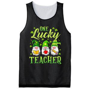 One Lucky Teacher Irish Gnome Leopard Patricks Day Mesh Reversible Basketball Jersey Tank