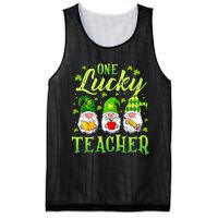 One Lucky Teacher Irish Gnome Leopard Patricks Day Mesh Reversible Basketball Jersey Tank