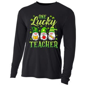 One Lucky Teacher Irish Gnome Leopard Patricks Day Cooling Performance Long Sleeve Crew