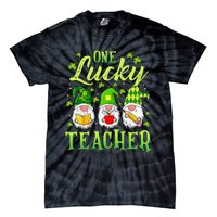 One Lucky Teacher Irish Gnome Leopard Patricks Day Tie-Dye T-Shirt