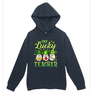 One Lucky Teacher Irish Gnome Leopard Patricks Day Urban Pullover Hoodie