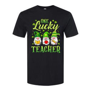 One Lucky Teacher Irish Gnome Leopard Patricks Day Softstyle CVC T-Shirt