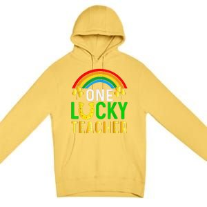 One Lucky Teacher Gift Saint Patrick's Day Shamrock Leopard Premium Pullover Hoodie