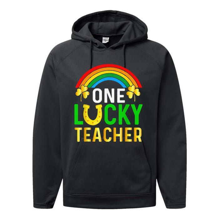 One Lucky Teacher Gift Saint Patrick's Day Shamrock Leopard Performance Fleece Hoodie