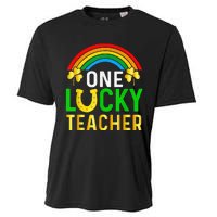 One Lucky Teacher Gift Saint Patrick's Day Shamrock Leopard Cooling Performance Crew T-Shirt