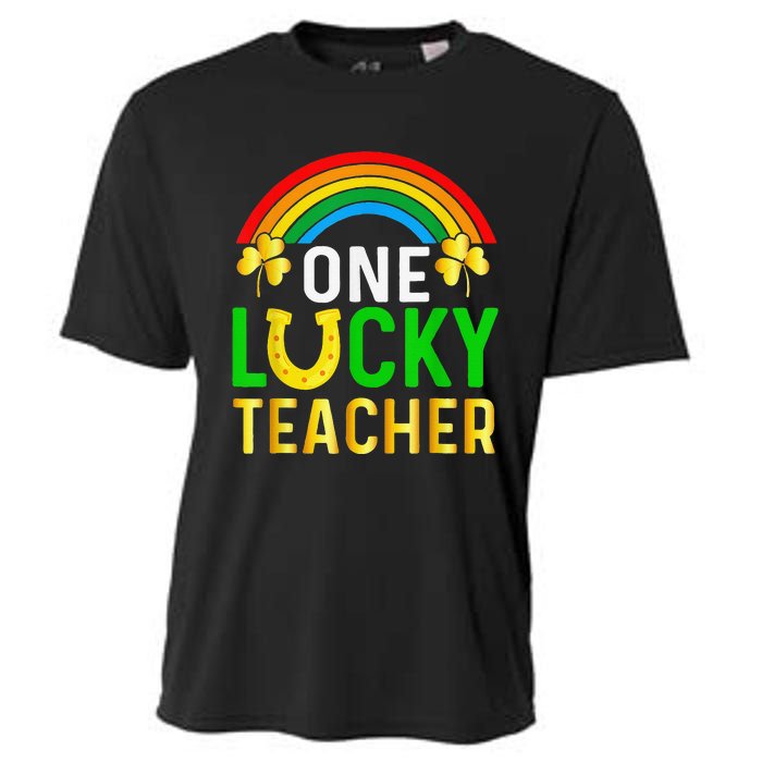 One Lucky Teacher Gift Saint Patrick's Day Shamrock Leopard Cooling Performance Crew T-Shirt