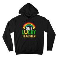 One Lucky Teacher Gift Saint Patrick's Day Shamrock Leopard Hoodie