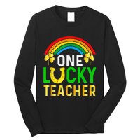 One Lucky Teacher Gift Saint Patrick's Day Shamrock Leopard Long Sleeve Shirt