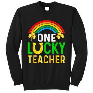 One Lucky Teacher Gift Saint Patrick's Day Shamrock Leopard Sweatshirt