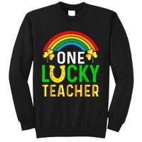 One Lucky Teacher Gift Saint Patrick's Day Shamrock Leopard Sweatshirt