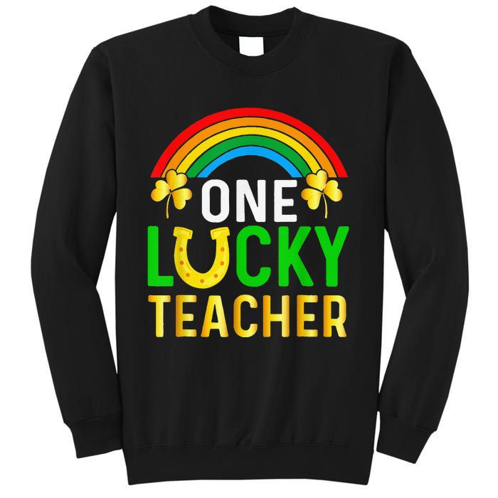 One Lucky Teacher Gift Saint Patrick's Day Shamrock Leopard Sweatshirt