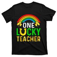 One Lucky Teacher Gift Saint Patrick's Day Shamrock Leopard T-Shirt