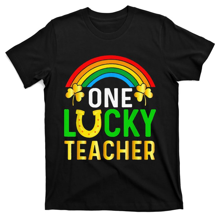 One Lucky Teacher Gift Saint Patrick's Day Shamrock Leopard T-Shirt