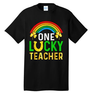 One Lucky Teacher Gift Saint Patrick's Day Shamrock Leopard Tall T-Shirt