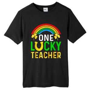 One Lucky Teacher Gift Saint Patrick's Day Shamrock Leopard Tall Fusion ChromaSoft Performance T-Shirt