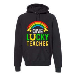 One Lucky Teacher Gift Saint Patrick's Day Shamrock Leopard Premium Hoodie