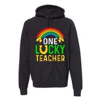 One Lucky Teacher Gift Saint Patrick's Day Shamrock Leopard Premium Hoodie