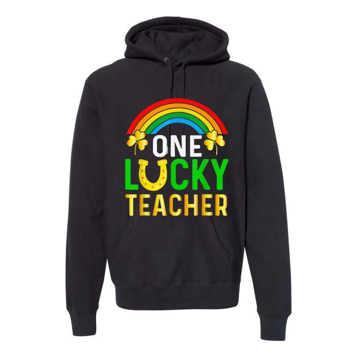 One Lucky Teacher Gift Saint Patrick's Day Shamrock Leopard Premium Hoodie