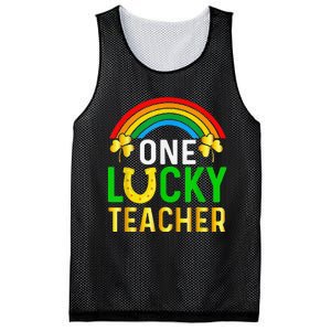 One Lucky Teacher Gift Saint Patrick's Day Shamrock Leopard Mesh Reversible Basketball Jersey Tank