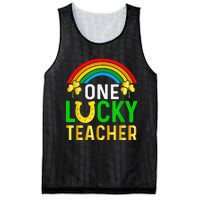 One Lucky Teacher Gift Saint Patrick's Day Shamrock Leopard Mesh Reversible Basketball Jersey Tank