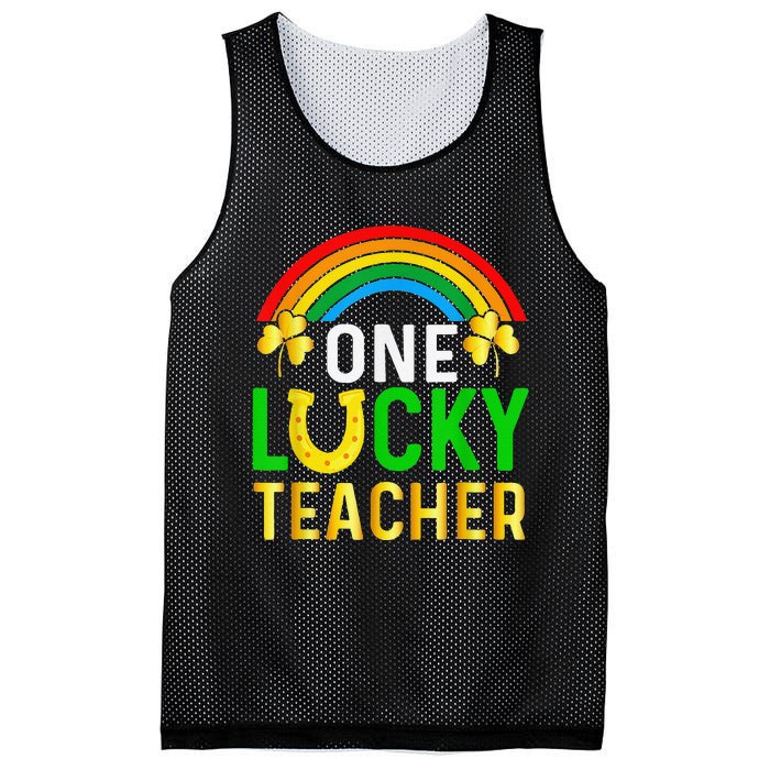 One Lucky Teacher Gift Saint Patrick's Day Shamrock Leopard Mesh Reversible Basketball Jersey Tank