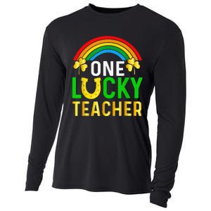 One Lucky Teacher Gift Saint Patrick's Day Shamrock Leopard Cooling Performance Long Sleeve Crew