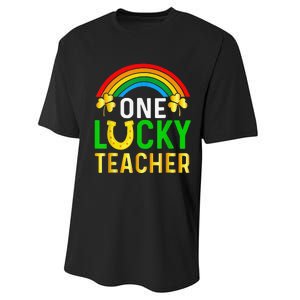 One Lucky Teacher Gift Saint Patrick's Day Shamrock Leopard Performance Sprint T-Shirt